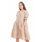 Sense ELB33651 Vizon Gipeli Büzgülü Reglan Yaka Gofre Elbise