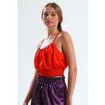 Sense Gipeli Baskılı Saten Bluz | Blz34223 Oranj