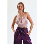 Sense Gipeli Baskılı Saten Bluz | Blz34223 Pudra