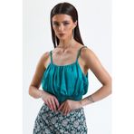 Sense Gipeli Baskılı Saten Bluz | Blz34223 Yesıl