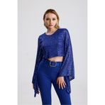 Sense İçi Astarlı Abiye Payet Bluz| BLZ35014 Saks