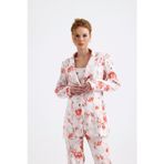 Sense İci Astarlı Desenli Abiye Pul payet Ceket | Beyaz Oranj Batik CKT34264