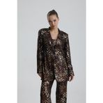 Sense İci Astarlı Desenli Abiye Pul Payet Ceket Siyah Bronz Leopar Ckt34264Ckt34264