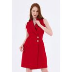 Sense İçi Astarlı Kolsuz Hürrem Uzun Ceket Elbise Kırmızı Ckt35288Ckt35288
