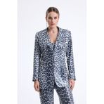 Sense Ici Astarlı Leopar Desenli Abiye Pul Payet Ceket | Ckt34264 Siyah Gümüş Leopar - 36 - Siyah - Gümüş
