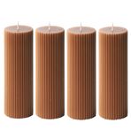 SENSE ISLAND Nervürlü Sütun Mumlar 6x6'', Kahve Kokulu, El Yapımı Soya Balmumu Ev Dekoru (4 Paket, Kahverengi)