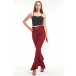 Sense Pnt32698 Bordo Kemerli Paça Volanlı Pike Çelik Pantolon