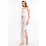 Sense PNT33394 Volanlı Kemerli Scuba Krep Pantolon