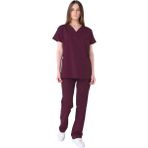 Şensel, Kadın Hastane Takım, V Yaka, Bordo -48E1115- İş Elbisesi - 2XL