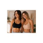 sensiva lingerie Spor İp Askı Fitilli Kadın Pedli Bralet Sütyen 2'Lİ Paket Siyah - Ten
