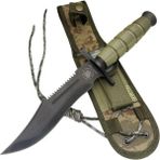 Senson 0698 Haki Komando Bıçağı 30CM - Testere Detaylı, Oluklu, Kılıflı
