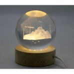 Senson 3D Kristal Cam Küre Ahşap Soketli Istanbul Temalı LED Lamba AALK2574