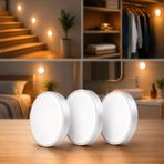 Sensörlü LED Lamba Seti – USB Şarjlı Hareket Sensörlü Gece Lambası, 3 Işık Modlu Manyetik Kablosuz Aydınlatma, Dolap, Merdiven, Yatak Odası ve Banyo İçin (3'lü Paket)