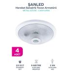 Sensörlü Tavan 360° Hareket Sensörlü Tavan Armatürü Çift Duylu Lamba Glop 4 Adet