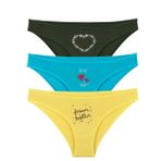 Sensu Kadın Baskılı Slip Külot 3'Lü Paket Set Kts1104,Çok Renkli L