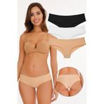 Sensu Kadın - Brazilian Panty Lazer Kesim Külot 3'Lü Paket Set Karışık,Karışık Xl