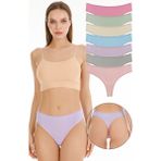 Sensu Kadın Fitilli Brazilian Tanga 7 Li Paket Set - Açık Renk - Açık Pembe - Yeşil