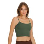 Sensu Kadın Fitilli Kumaş İp Askılı Crop Büstiyer - Crop120,Yesıl L