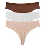 Sensu Kadın Fitilli Soft Renkler 3 Lü Tanga Külot Set - Kts4052,Kahve L