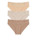 Sensu Kadın Lazer Kesim Dantel Detaylı Slip Külot 3'Lü Paket Set - Kts3100,Çok Renkli L