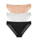 Sensu Kadın Lazer Kesim Dantelli Slip Külot 3'Lü Paket Set - Kts3101,Çok Renkli L