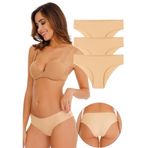 Sensu Kadın Lazer Kesim Düşük Bel (Beli Lastikli) Slip Külot 3'Lü Paket Set,Ten 2Xl