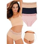 Sensu Kadın Lazer Kesim Yüksek Bel Dantelli 3'Lü Külot Set - Kts3105,Model2 L