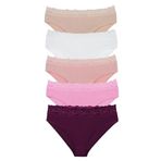 Sensu Kadın Organik Bambu Kumaş Beli Dantelli Slip Külot 5'Li Paket Set - Kts3081,Karışık S