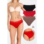Sensu Kadın Özel Kumaş Bambu Beli Dantelli 3'Lü Külot Set Model-5
