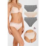 Sensu Kadın Özel Kumaş Bambu Beli Dantelli 3'Lü Külot Set Model-8