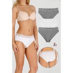 Sensu Kadın Özel Kumaş Bambu Beli Dantelli 3'Lü Külot Set,Model6 M