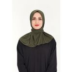 Sensu Kadın Tesettür Hazır Çıtçıtlı Hijab Bone Şal HAKI