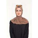 Sensu Kadın Tesettür Hazır Çıtçıtlı Hijab Bone Şal KAHVE