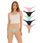 Sensu Kadın Tül Detaylı Beli İpli Tanga 5li Külot Set - KTS4003 X LARGE KARIŞIK