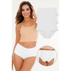 Sensu Kadın Yüksek Bel Dikişsiz Lazer Kesim Külot (Beli Lastikli) 3'Lü Set Beyaz