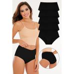 Sensu Kadın Yüksek Bel Lazer Kesim (BELİ LASTİKLİ) 5li Külot Set - KTS2035 5 SİYAH 2XL