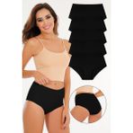 Sensu Kadın Yüksek Bel Lazer Kesim (Beli Lastikli) 5li Külot Set - KTS2035 -5SİYAH - Siyah - 3XL