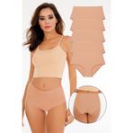Sensu Kadın Yüksek Bel Lazer Kesim (Beli Lastikli) 5'Li Külot Set - Kts2035,5 Ten Xl
