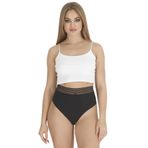 Sensu Kadın Yüksek Bel Lazer Kesim Külot Beli Dantel Tanga 3'Lü Paket Set Siyah - Kts2027,Siyah S/M