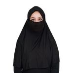 Sensu Peçeli Hazır Türban Pratik Şal Hijab Namaz Örtüsü,Sıyah Standart