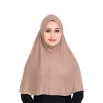 Sensu Peçeli Hazır Türban Pratik Şal Hijab Namaz Örtüsü,Vizon Standart