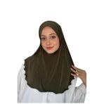 Sensu Tesettür Pratik Hazır Süslü Pileli Şal, Tek Ebat, HRLHJB-10, Haki, Kadın
