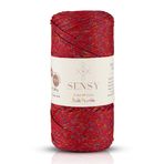 Sensy 2 Mm Multi Sparkle Simli Polyester Makrome İpi (Koyu Kırmızı)