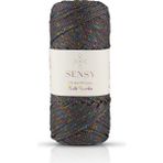 Sensy Multi Sparkle 1,5 mm Polyester Makrome İpi 100 gr Koyu Gri Renkli Simli İp