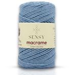 Sensy Premium 2 mm - 160 Metre%100 Geri Dönüştürülmüş Pamuk Makrome Kordon Tığ Çantası Kordon Makrome Halat Tığ İpliği (Saks Mavisi)