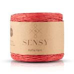 Sensy Premium 250 Gr Doğal Kağıt İp, Hasır Kağıt İplik, Rafya, Çanta, Supla, Şapka İpi, 250M (Kırmızı)