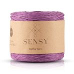 Sensy Premium 250 Gr Doğal Kağıt İp, Hasır Kağıt İplik, Rafya, Çanta, Supla, Şapka İpi, 250M (Mor)