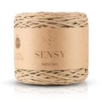 Sensy Premium 250 Gr Doğal Kağıt İp, Hasır Kağıt İplik, Rafya, Çanta, Supla, Şapka İpi, 250M (Natürel)