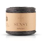 Sensy Premium 250 Gr Doğal Kağıt İp, Hasır Kağıt İplik, Rafya, Çanta, Supla, Şapka İpi, 250M (Siyah)
