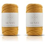Sensy Premium 3 Büküm 500 gr 2'li Set Makrome Ipi 3mm Üç Büküm Taranan Makrome Halat Ip Hardal